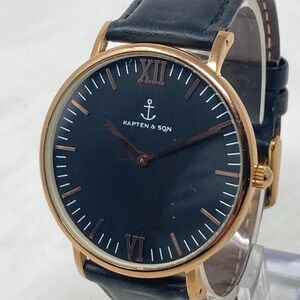 Kapten & Son Campus Watch Men 40mm Rose Gold Tone 50M Leather New Battery 8.5"